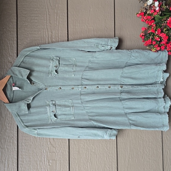 Pilcro Deanne Tiered Mini Shirtdress MP petite babydoll grunge - Picture 7 of 16